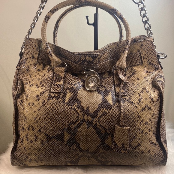 Michael Kors Handbags - Michael Kors Snakeskin Hamilton Traveler Large (EUC)